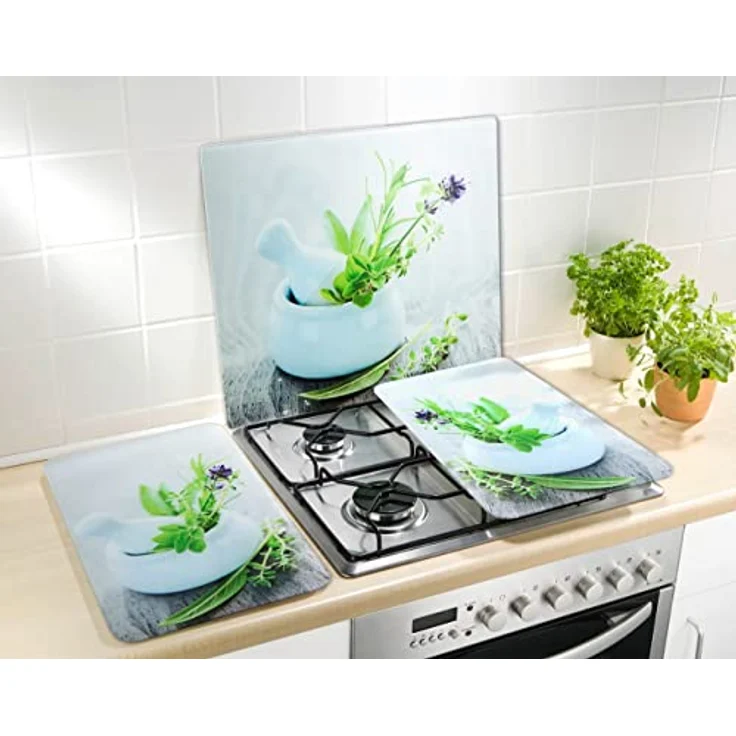 WENKO Multi-Platte Kräutergarten - für Glaskeramik Kochfelder, Schneidbrett, Gehärtetes Glas, 56 x 0,5 x 50 cm, mehrfarbig – Bild 9
