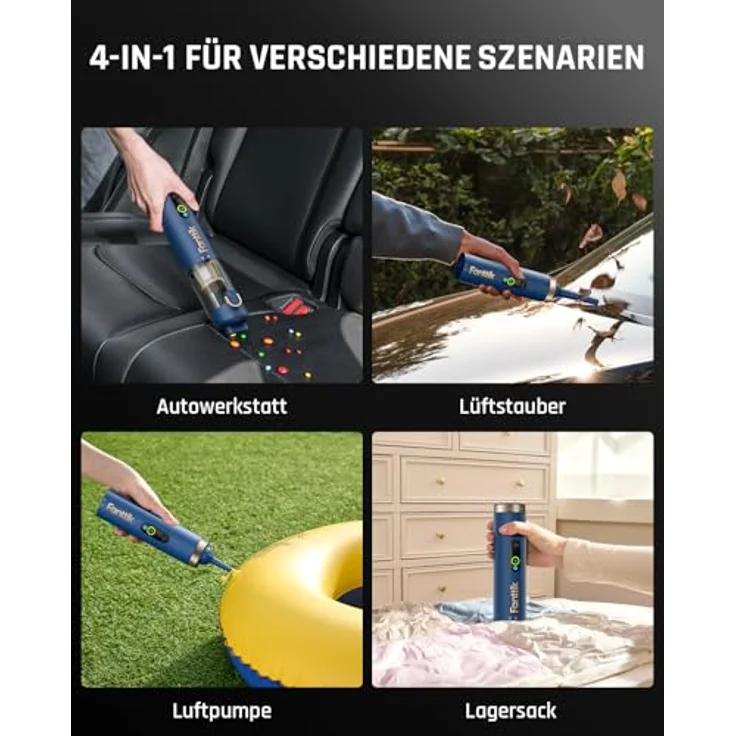 Fanttik Slim V10 APEX, kabelloser 4-in-1 Autostaubsauger mit 15 Minuten Laufzeit, HD Smart Digital Display, Blau – Bild 3