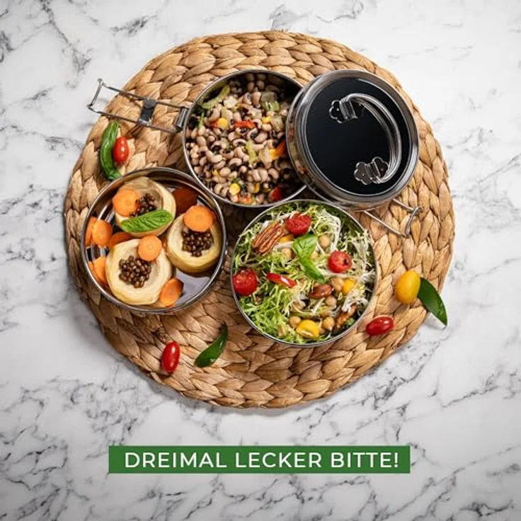 ECO Brotbox Lunchbox Tiffin Swing, auslaufsicher, 1200 ml, dreilagig, aus Edelstahl – Bild 7