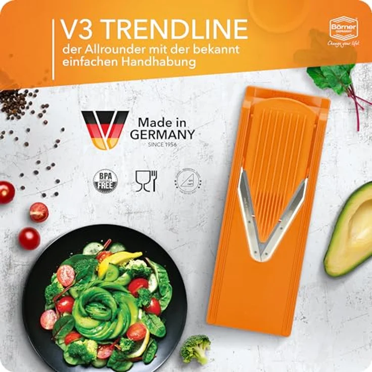 Börner Gemüsehobel V3 TrendLine, Kunststoff, mit Restehalter und Multibox orange – Bild 5