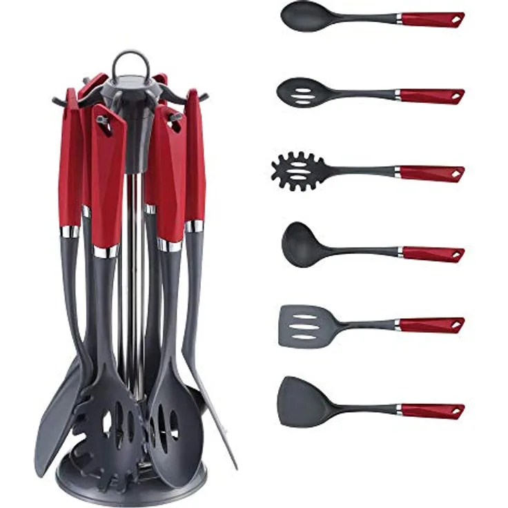 Michelino 7-teiliges Küchenhelfer-Set im edlen Design (Rot (matt))