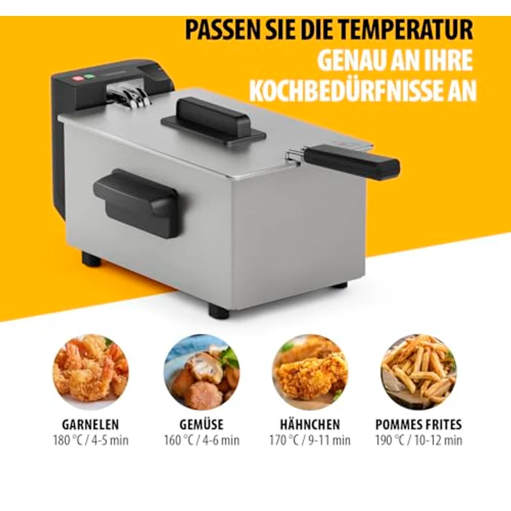 Tristar Edelstahl-Fritteuse FR-9326, 3L Kapazität, Temperaturregelung bis 190°C, Kaltzone, Cool-Touch-Gehäuse, spülmaschinengeeignete Teile, einfach zu reinigen – Bild 5