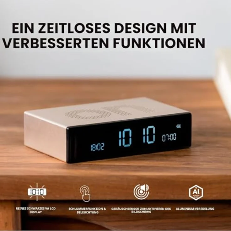 Lexon FLIP Premium LCD-Wecker, akustischer Sensor und Schlummerfunktion, dunkelgrün – Bild 5