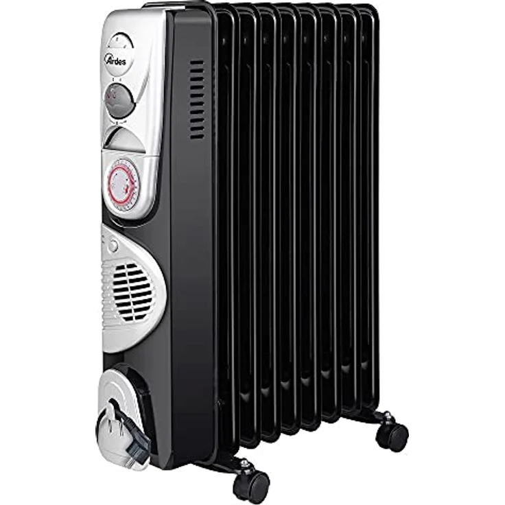 Ardes AR4R09BTTE OILO 9TT Elektro-Öl-Heizkörper mit Turbo-Belüftung, 2500 W, schwarz und silber – Bild 1