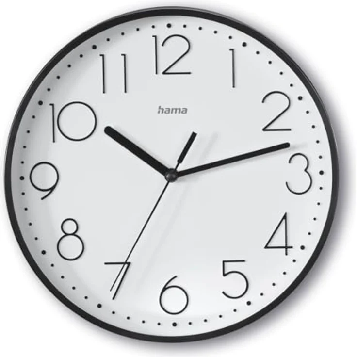Hama Wanduhr Salina, Ø 22 cm, ohne Ticken, Schwarz - Quarzuhr mit geräuschlosem Uhrwerk und arabischen Zahlen – Bild 1