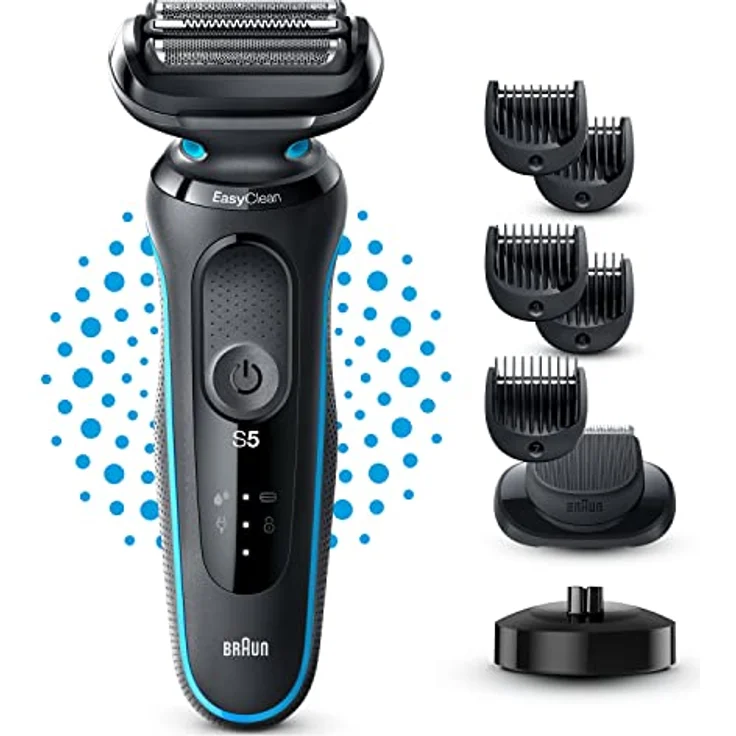 Braun Series 5 Rasierer Herren, mit EasyClick Aufsatz, Elektrorasierer & Präzisionstrimmer, 3-Tage Barttrimmer, EasyClean, Wet & Dry, wiederaufladbar & kabellos, Geschenk Mann, 51-B1820s, blau – Bild 2
