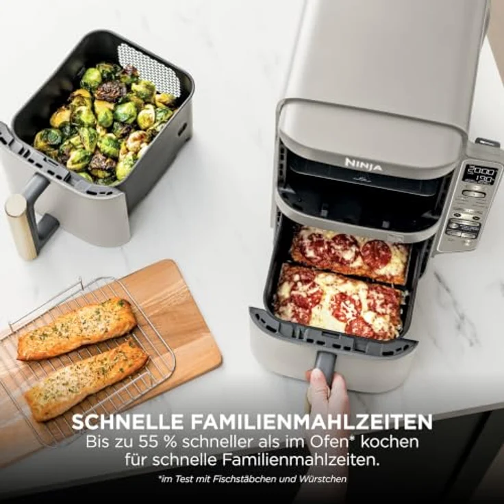NINJA Double Stack XL-Heißluftfritteuse SL451EUSD, 9,5 L, 6 Funktionen, Steingold, mit Smart Cook System und 2 unabhängigen Schubladen – Bild 11
