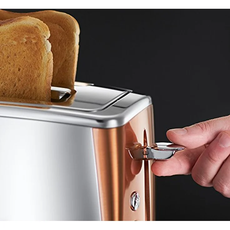 Russell Hobbs Toaster Luna Edelstahl-Kupfer, inkl. Brötchenaufsatz, 6 einstellbare Bräunungsstufen + Auftau- & Aufwärmfunktion, Schnell-Toast-Technologie, 1550W, 24290-56 – Bild 3