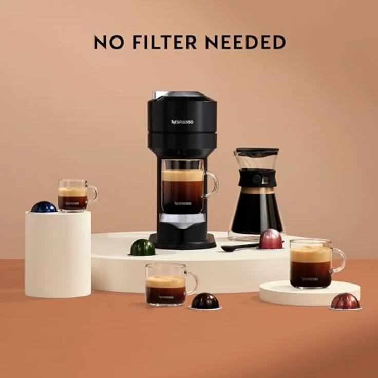 Krups XN910B Nespresso Vertuo Next Kaffeekapselmaschine, 1,7 Liter Wassertank, Kapselerkennung durch Barcode, 6 Tassengrößen, Power-Off Funktion, aus 54 % recyceltem Kunststoff, Light Grey – Bild 5