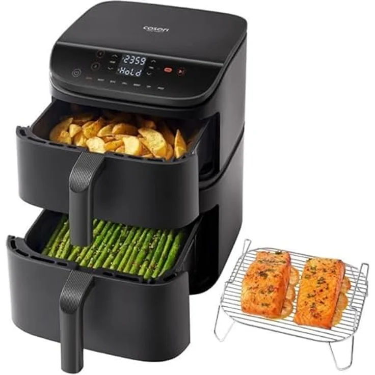 Cosori Turbo Tower DC121, Luftfritteuse mit 10,8L Doppelkorb und 2630W, Dunkelgrau – Bild 4