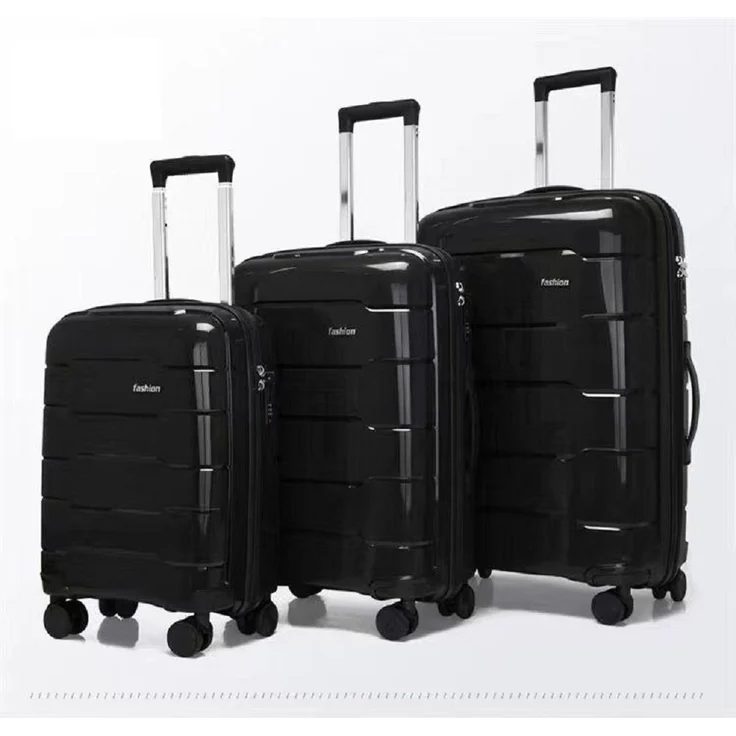 cofi1453 Kofferset Reisekoffer 3 tlg Hartschale Trolley Set, Hochwertiges ABS-Material, 4 Doppelrollen, Schwarz