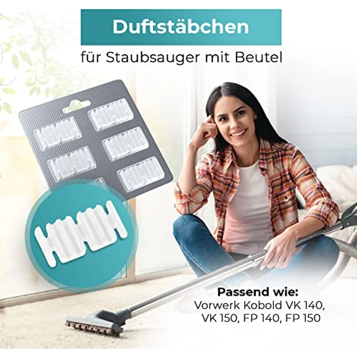 VIOKS SET 12x Staubsauger Duftstäbchen im Blister - Staubsauger Deo/Staubsauger Duft für Staubsauger Vorwerk Kobold VK140, VK150, FP140, FP150 ua – Bild 2