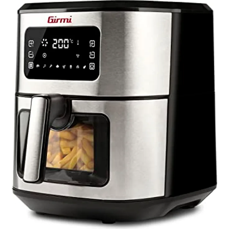 Girmi FG88 Luftfritteuse mit Fenster "EcoFrit Look", 6,5L, 1700 Watt, antihaftbeschichtet, Stahl
