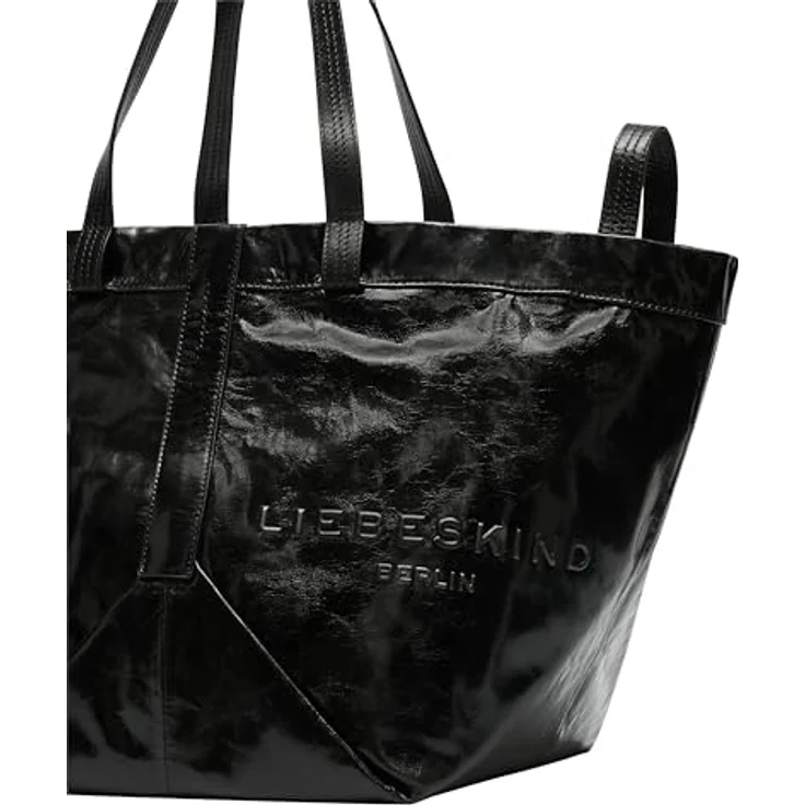 Liebeskind Berlin Shopper Elvira Paper Touch Crinkle, aus echtem Rindsleder, Schwarz – Bild 4