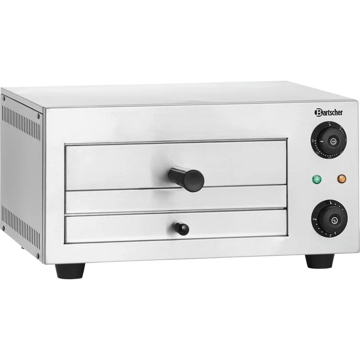 Bartscher Pizzaofen PR330, Minibackofen aus Edelstahl, Silber, für 1 Pizza Ø 33 cm, mit Timer, 0-300 °C