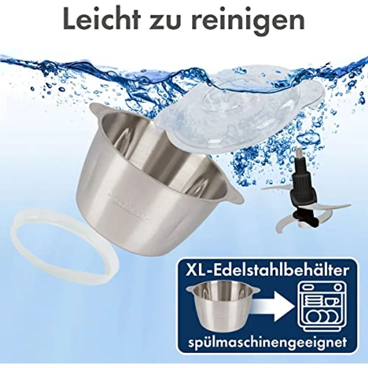 ProfiCook Zerkleinerer PC-MZ 1227, elektrischer Multizerkleinerer mit Ice Crush-Funktion, 1,7 L Edelstahlbehälter, 2 Geschwindigkeitsstufen – Bild 5