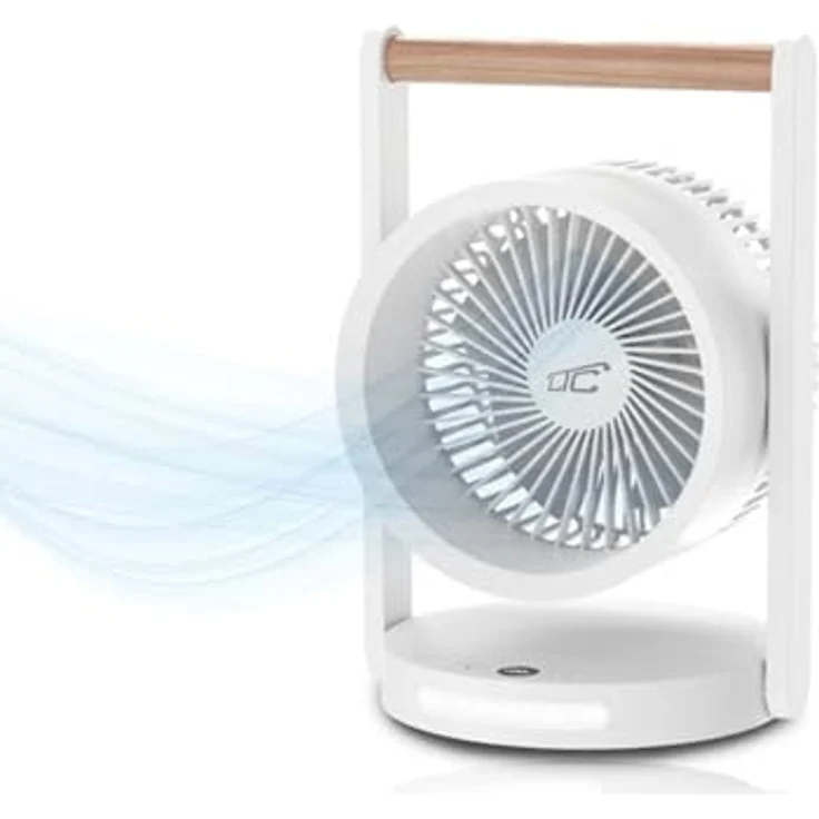 LTC LXWB17 Kabelloser Tischventilator mit 10W Motor, 5 Geschwindigkeitsstufen, Nachtlicht und LCD-Display, Holzgriff – Bild 3