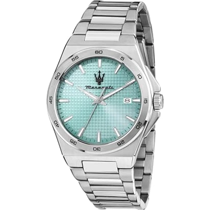 Maserati Speed Slim Herrenuhr, Analoge Uhr mit Quarzwerk, 40 mm, Silber/Hellblau, Datumsanzeige, 5 ATM wasserdicht – Bild 1