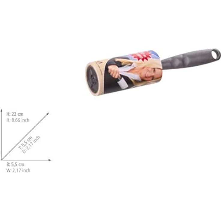 WENKO Kleiderrolle Jumbo 10 m - Fusselrolle, entfernt Flusen und Haare, Polypropylen, 5.5 x 22 x 5.5 cm, Schwarz – Bild 2