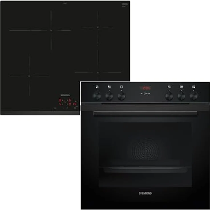 Siemens EQ322IAAB iQ300 Einbauherd-Set, HE213ABB4 Herd 60 x 60 cm mit 3D Heißluft, LCD-Display & EI631CFB1E Induktionskochfeld mit Bräterzone, powerBoost, rahmenlos – Bild 1
