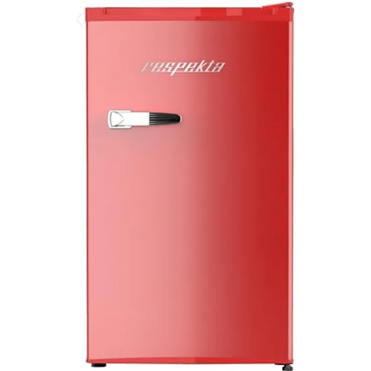 Respekta Rico KG83-52, Retro Kühlschrank freistehend mit Kältefach, 92 Liter, Rot, 39 dB