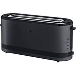 WMF Küchenminis Langschlitztoaster 2 Scheiben mit Brötchenaufsatz, Toaster schmal, XXL, Bagel-Funktion, 7 Bräunungsstufen, 900W, Toaster edelstahl matt, schwarz