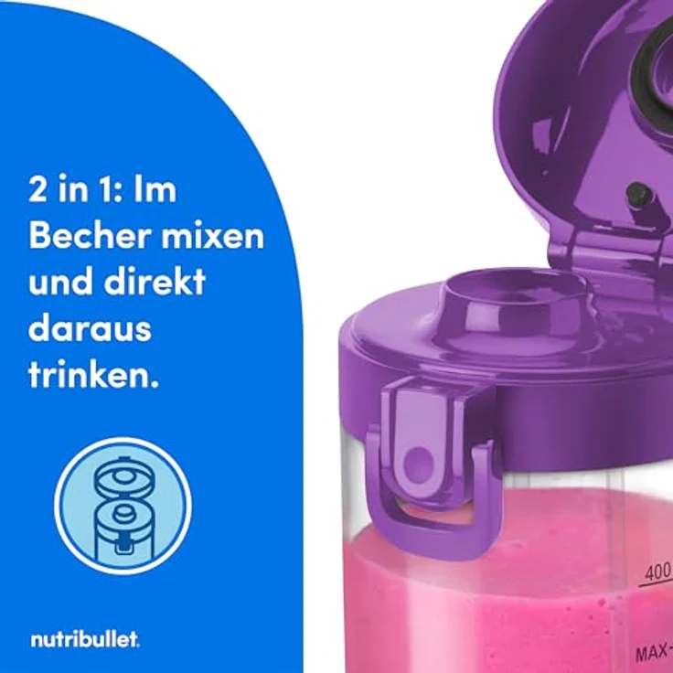 NutriBullet NBP003PU Portable Standmixer, 475ml, USB-C, BPA-frei, kabelloser Betrieb – Bild 6