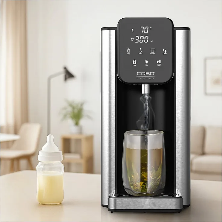 Caso Heißwasserspender HW 666 Inox UV, 2600 W, 7 Temperatureinstellungen, 2,7 Liter Wassertank, Edelstahl