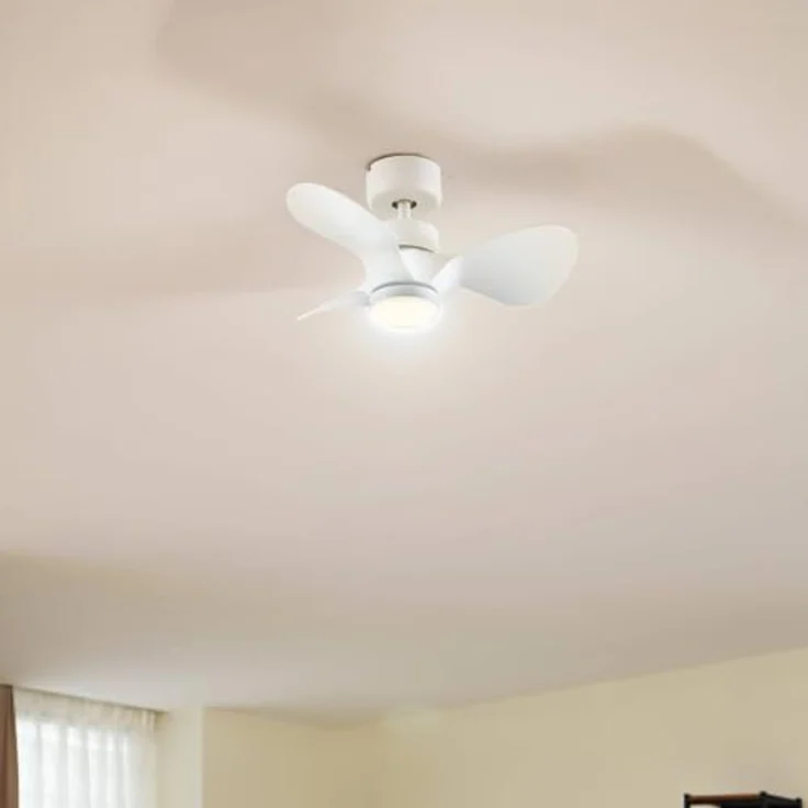 Lindby Deckenventilator mit Lampe "Enon", dimmbar, Metall, mit Fernbedienung, weiß, für Wohnzimmer & Esszimmer – Bild 4