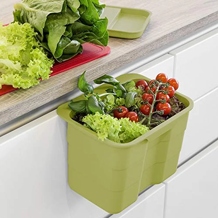 Biobin Multifunktionsbehälter 4,2 L grün mit Deckel 170 x 227 x 172 mm zum Einhängen Bio Abfallbehälter Entsorgung von SO-TECH® – Bild 3