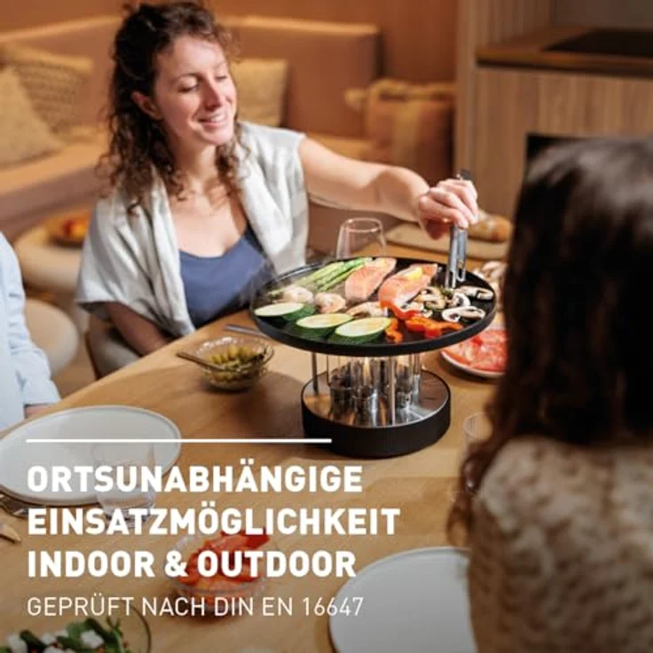 höfats CIRCLE 35 Tischgrill, Indoor & Outdoor Bioethanol Planchagrill mit flexibler Temperaturkontrolle und emaillierter Gusseisen-Grillplatte – Bild 3