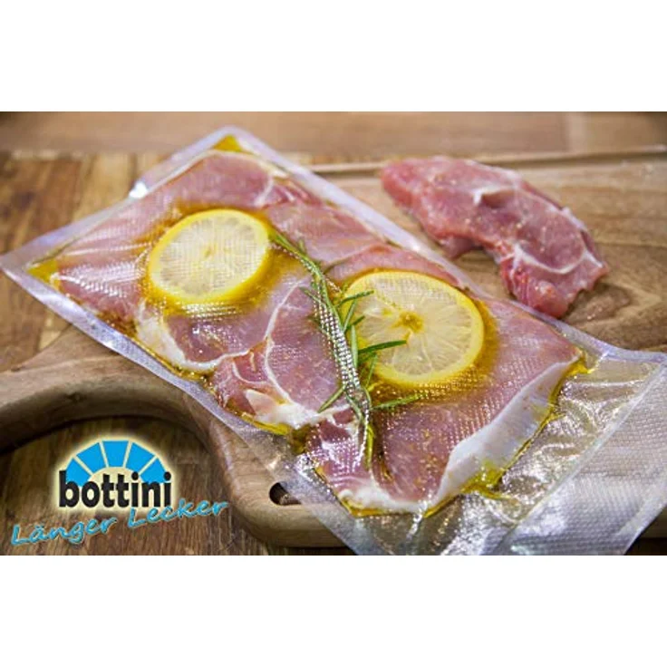 4 x BOTTINI Vakuumrollen goffriert mit Struktur 28 x 600 cm Sous Vide, Folien in Profiqualität mit Siegelrand und Struktur Vakuumbeutel für alle Vakuumierer – Bild 3