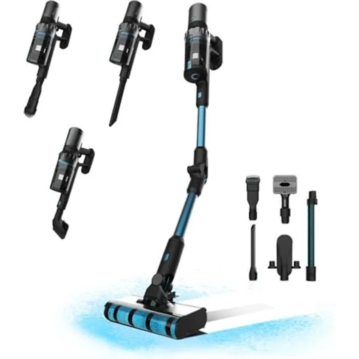 Cecotec Kabelloser Stielstaubsauger Conga Rockstar 3500 Storm ErgoTwice Animal, 3-in-1, 510W, 30 kPa, 150 aW, Autonomie 70Min, Jalisco-Bürste, Zubehör für Tiere, blau