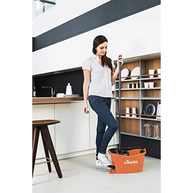 Vileda Turbo EasyWring & Clean Komplett Set coral Wischmop und Eimer mit PowerSchleuder – Bild 3