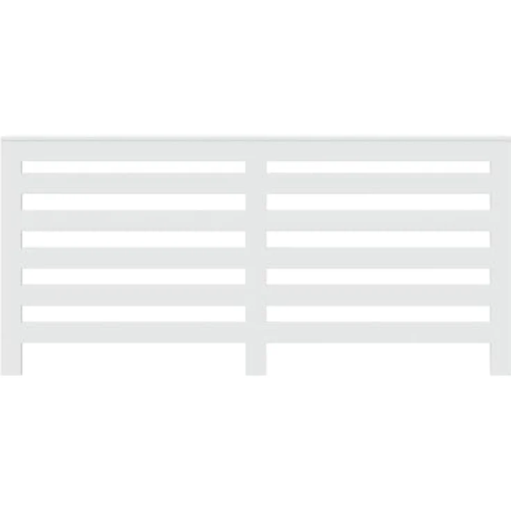 vidaXL Heizkörperverkleidung Weiß, 175x20x82 cm, Holzwerkstoff mit modernem Latten-Design und praktischer Ablage – Bild 5