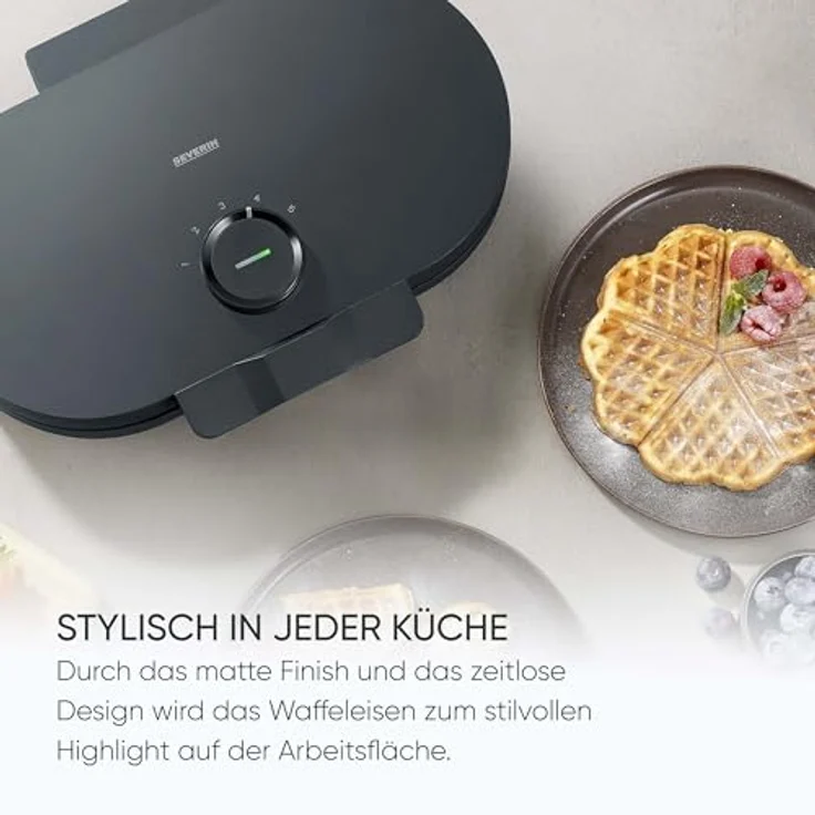 Severin Waffeleisen DG 2484, 1200 W mit Doppelwaffelplatte, einstellbarem Temperaturregler und antihaftbeschichteter Oberfläche – Bild 3