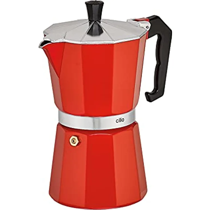 Cilio Espressokocher Classico, Aluminium für 6 Tassen, rot