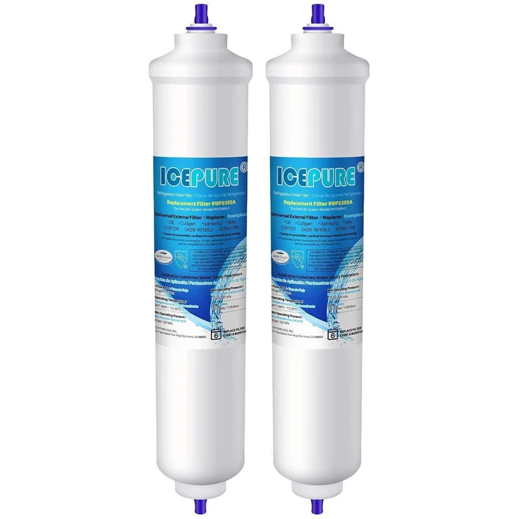 Icepure Wasserfilter Kühlschrank Inline, 2 Stück, kompatibel mit Samsung DA29-10105J, LG, Haier, lebensmittelecht, innovative Filtertechnologie