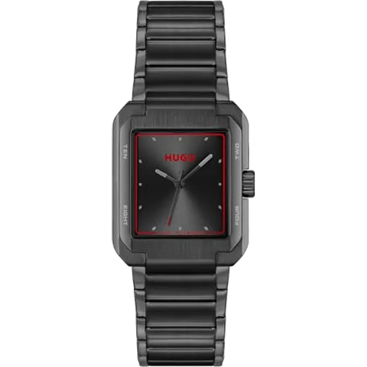 HUGO #THRIVE ANALOG Uhr mit DREI-Zeiger-Quarzwerk für Herren in Schwarz und Edelstahl