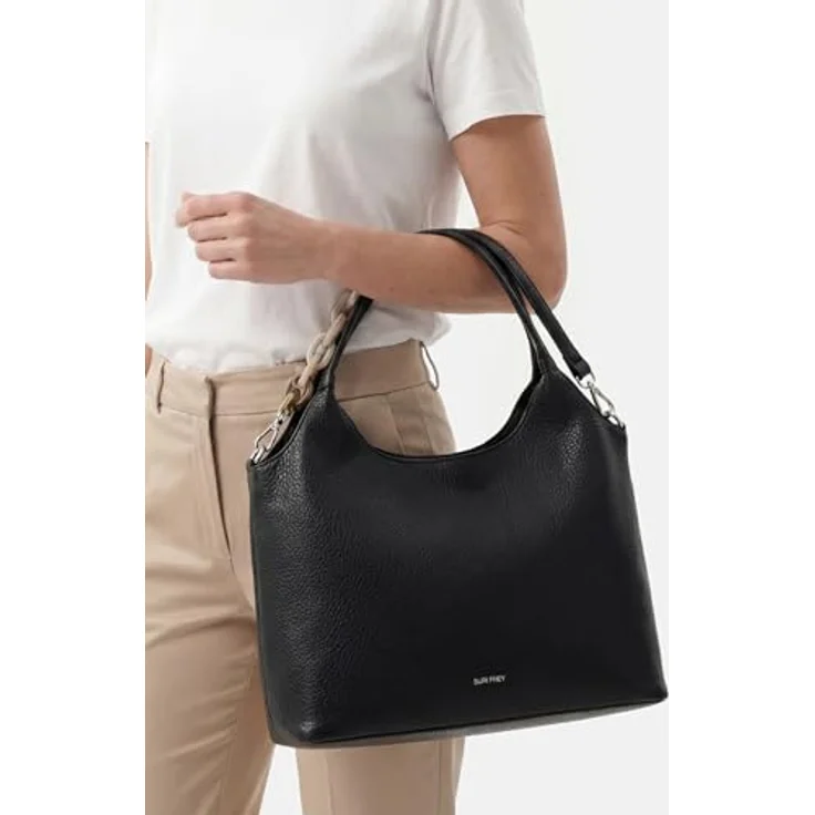 SURI FREY Shopper City Shopper, unifarben in Black mit abnehmbarem Schulterriemen und Zipper-Verschluss, Größe M – Bild 3