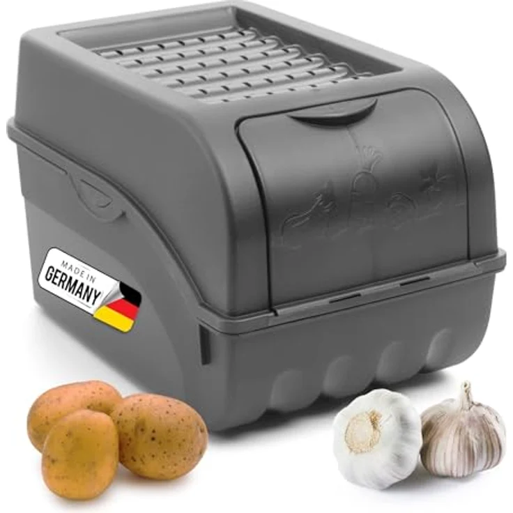 Novaliv Gemüseboxen Kartoffelboxen Vorratsbehälter 5l (Anthrazit, Große Öffnung, Ideale Luftzirkulation, Stapelbar) – Bild 2