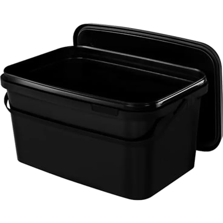 BenBow Rechteckiger Eimer mit Deckel 5L, Schwarz BSR- Luftdicht Lebensmittelecht BRC-