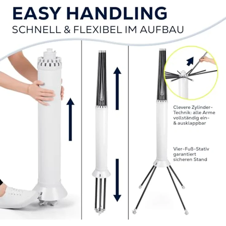 DS Produkte EASYmaxx Wäscheständer 112x125cm, platzsparend mit 16 ausziehbaren Armen in weiß/grau – Bild 2