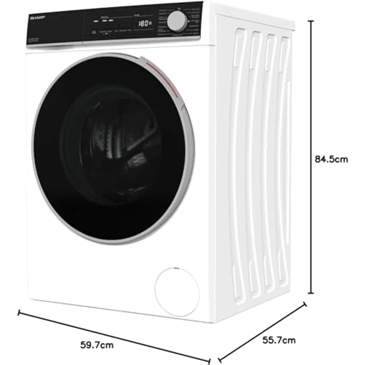 Sharp ES-NFB814CWA-DE, Frontlader-Waschmaschine, A, Fassungsvermögen 8 kg, Standgerät, Breite 60 cm – Bild 9