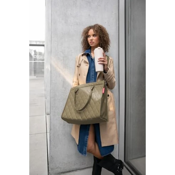 reisenthel Daily Shopper Tasche 42 cm mit Laptopfach, oliv, 100% Polyester, 42 x 17 x 35 cm – Bild 2