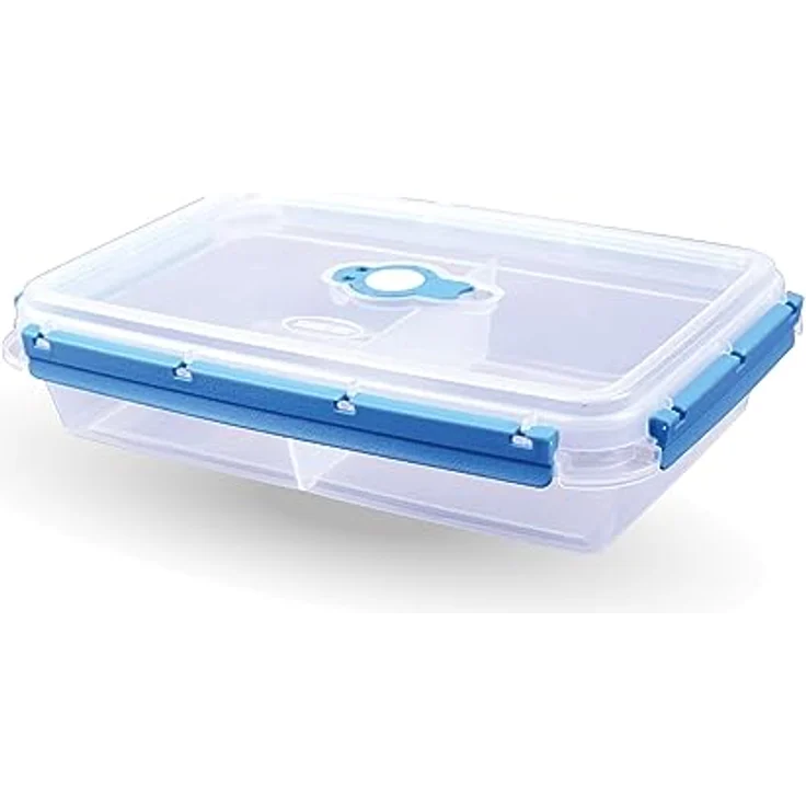 Tontarelli Vorratsdose mit Trenner für Lebensmittel (2000 ml) - Blau - BPA-Frei luftdicht, Aufbewahrungsbox Meal Prep Box – Bild 2