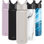 Simple Modern Water Bottle with Straw Lid Vacuum Insulated Stainless Steel Metal Thermos Bottles | Reusable Leak Proof BPA-Free Flask for Gym, Travel, Sports | Summit Collection | 22oz, Almond Birch