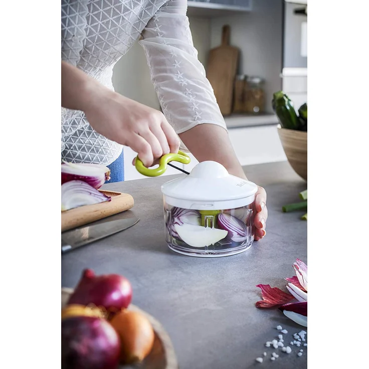 Tefal K13304 5-Sekunden-Zerkleinerer ohne Strom, Fassungsvermögen: 500 ml, Multizerkleinerer, Universalzerkleinerer für Gemüse, Obst, Zwiebeln, Nüsse, Knoblauch, Babynahrung, weiß-grün – Bild 7