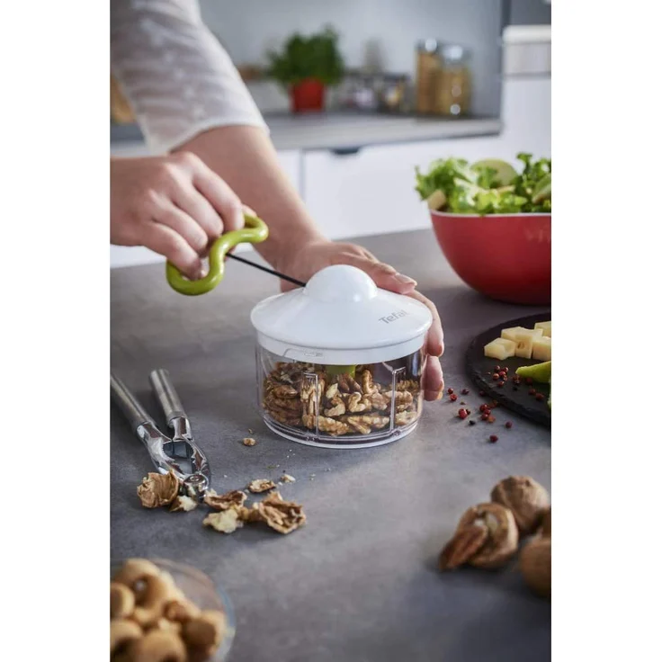 Tefal K13304 5-Sekunden-Zerkleinerer ohne Strom, Fassungsvermögen: 500 ml, Multizerkleinerer, Universalzerkleinerer für Gemüse, Obst, Zwiebeln, Nüsse, Knoblauch, Babynahrung, weiß-grün – Bild 4