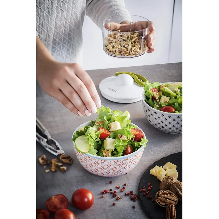 Tefal K13304 5-Sekunden-Zerkleinerer ohne Strom, Fassungsvermögen: 500 ml, Multizerkleinerer, Universalzerkleinerer für Gemüse, Obst, Zwiebeln, Nüsse, Knoblauch, Babynahrung, weiß-grün – Bild 6